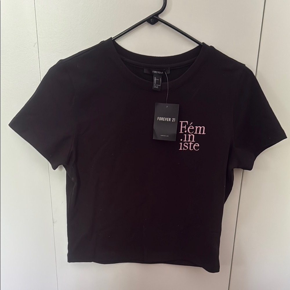 Forever 21 Black Fitted Crop T-Shirt